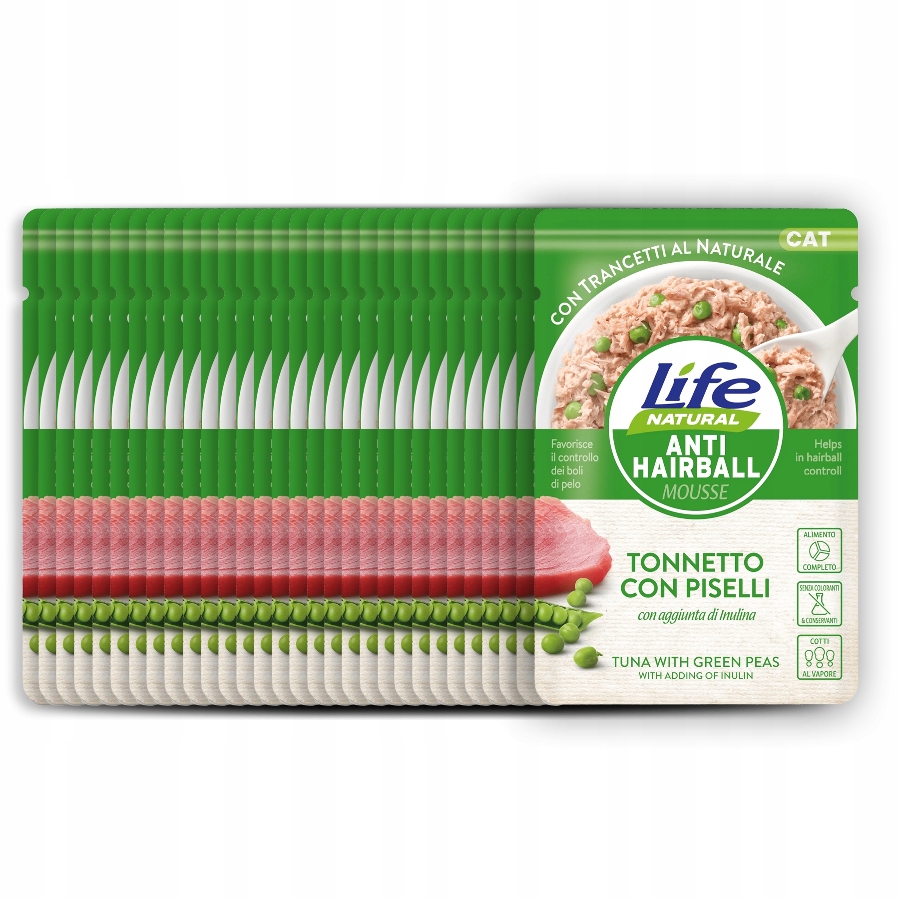 Levně Life Cat Anti-Hairball Pěna kapsička 30x70 g tuňák hrášek zelenina