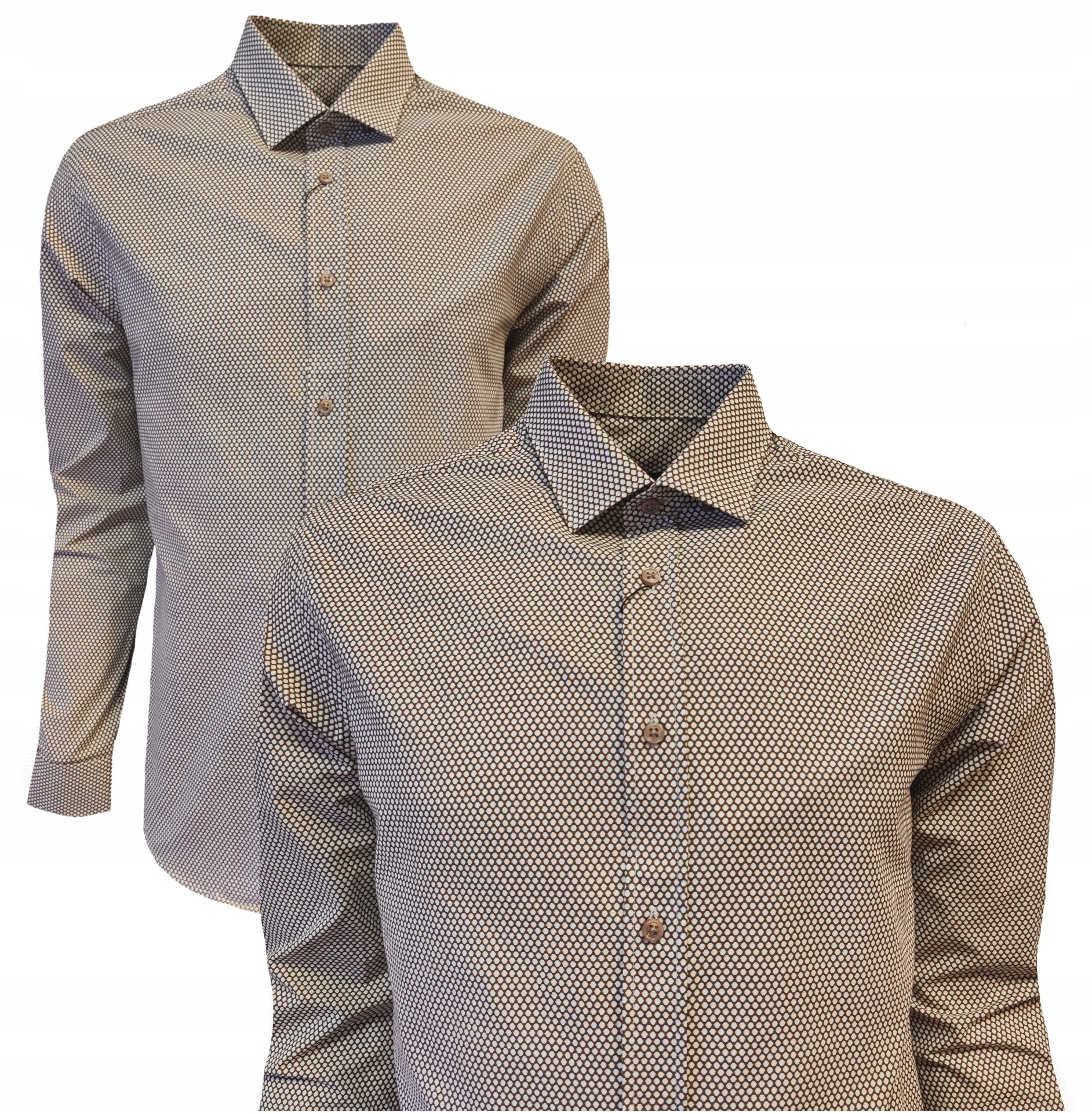 Pánská Návštěvnická Košile Casual Fit-regular Vzorovaná Hnědá 4XL