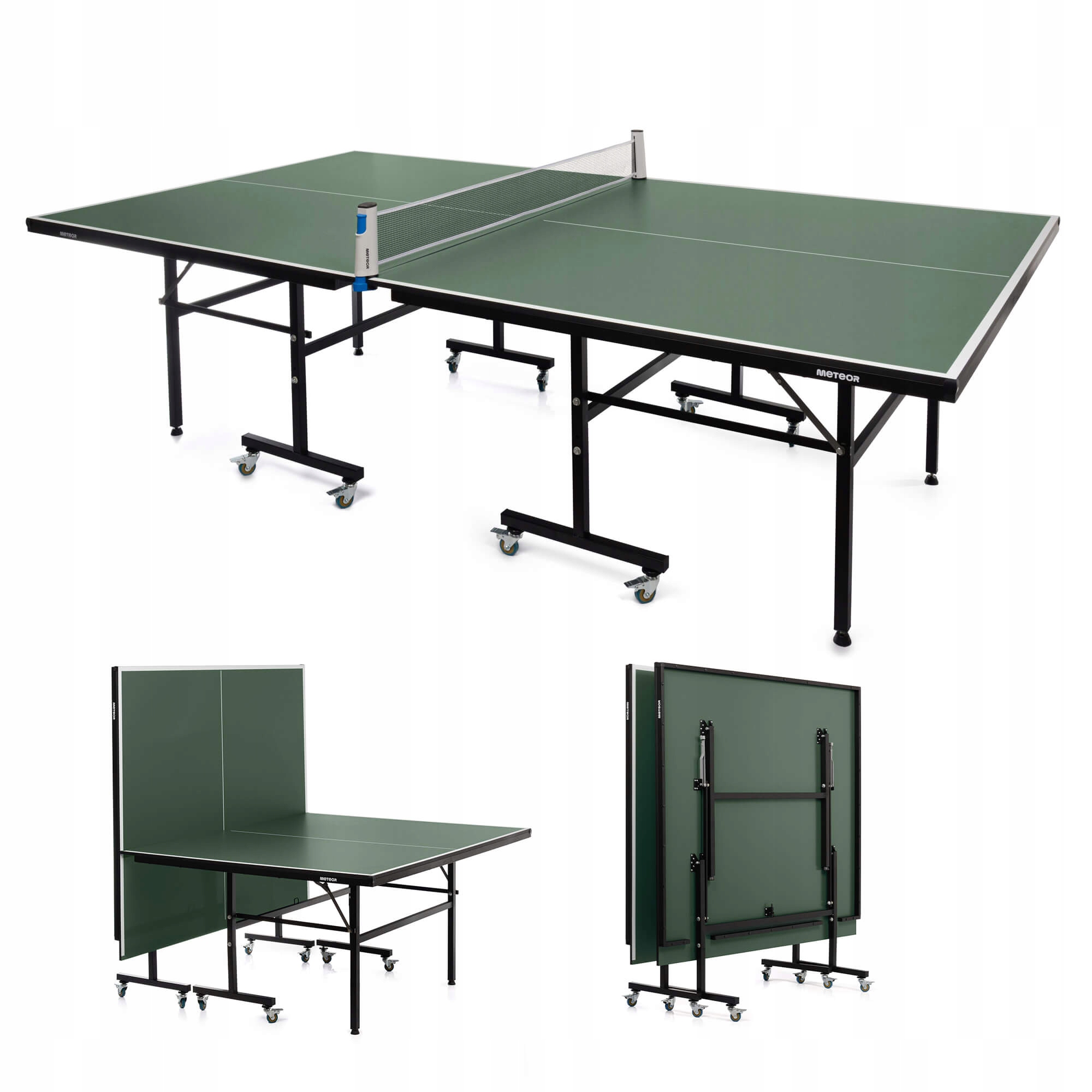 Stół do tenisa stołowego składany ping pong siatka rakietki piłeczki Meteor