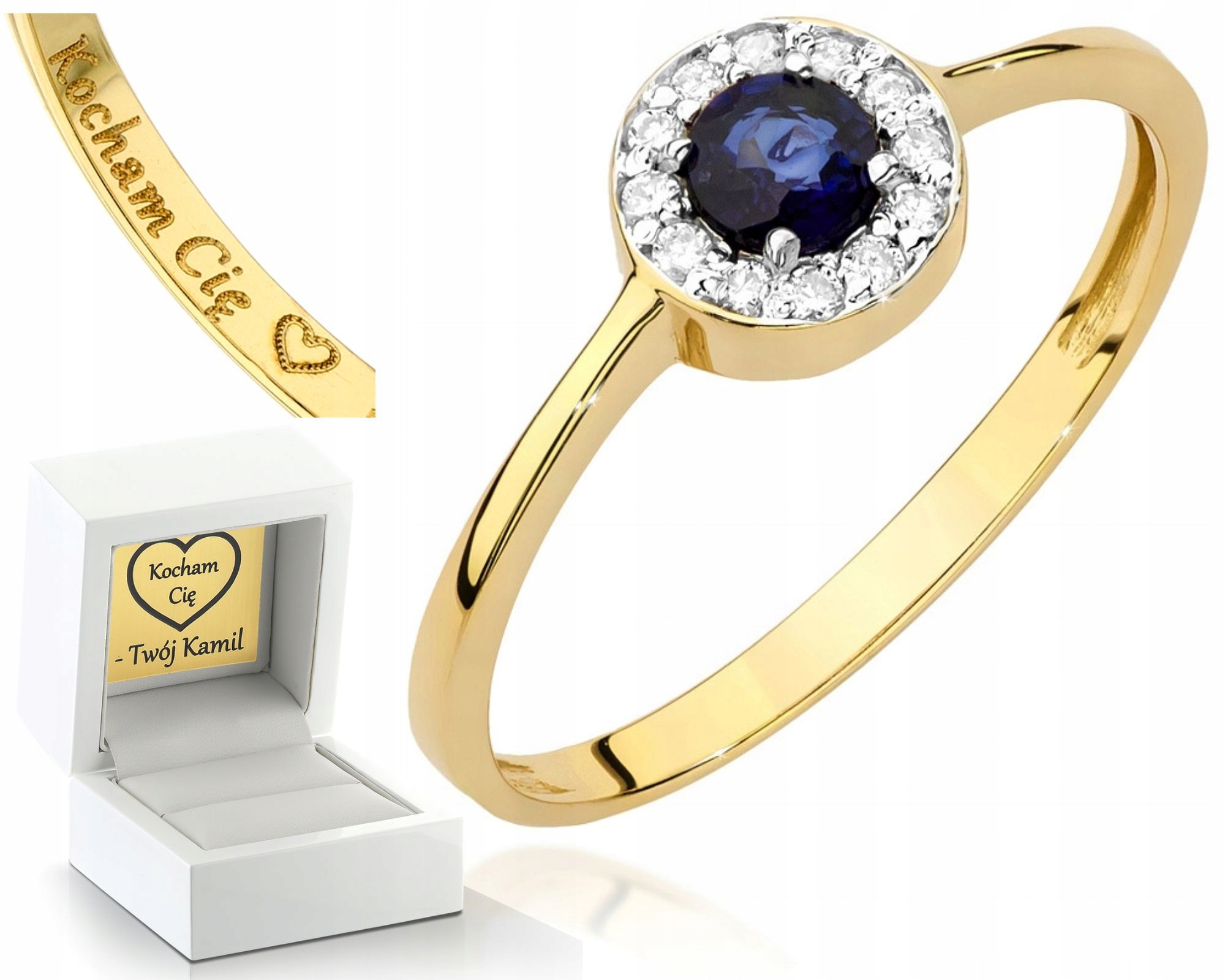Prstýnek Safírový Briliant 585 Gravírování Bonus