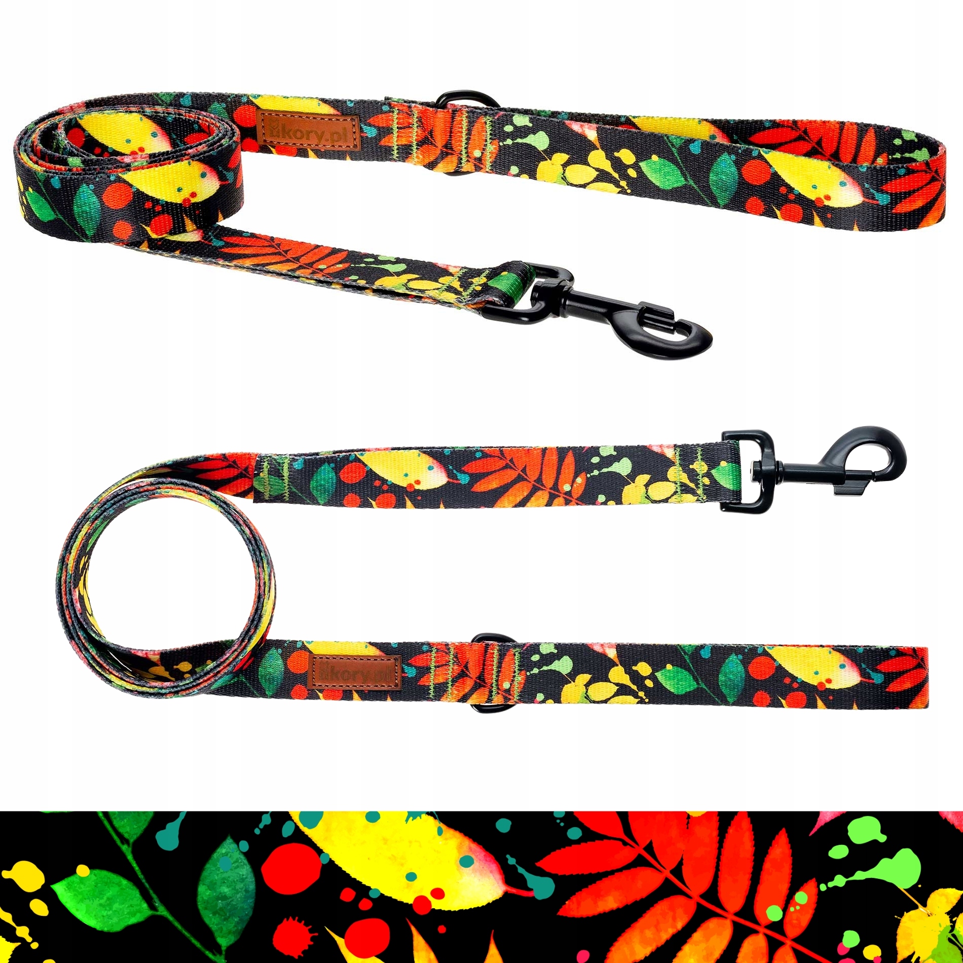 Levně Obyčejná jednoduchá vodítko pro psa do 6 kg 150 cm Ukory černá Barevné Listy