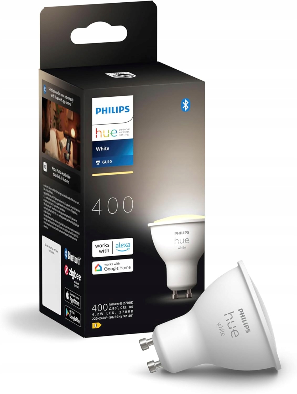 Led žárovka Philips Hue GU10 4.2W 50W Smart White Stmívatelná ZigBee
