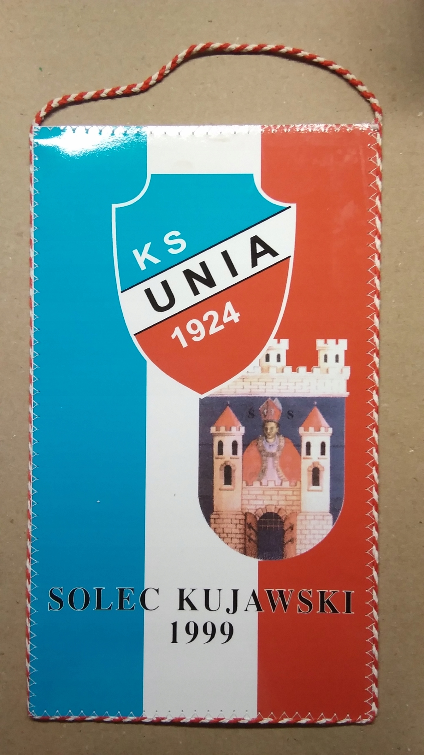 Proporczyk 75 Lat KS UNIA Solec Kujawski 1924-1999 herb
