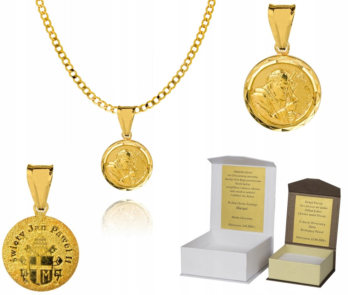 Zlatý řetízek stříbro Svatý Jan Pavel II 45 cm Dedikace P4M33