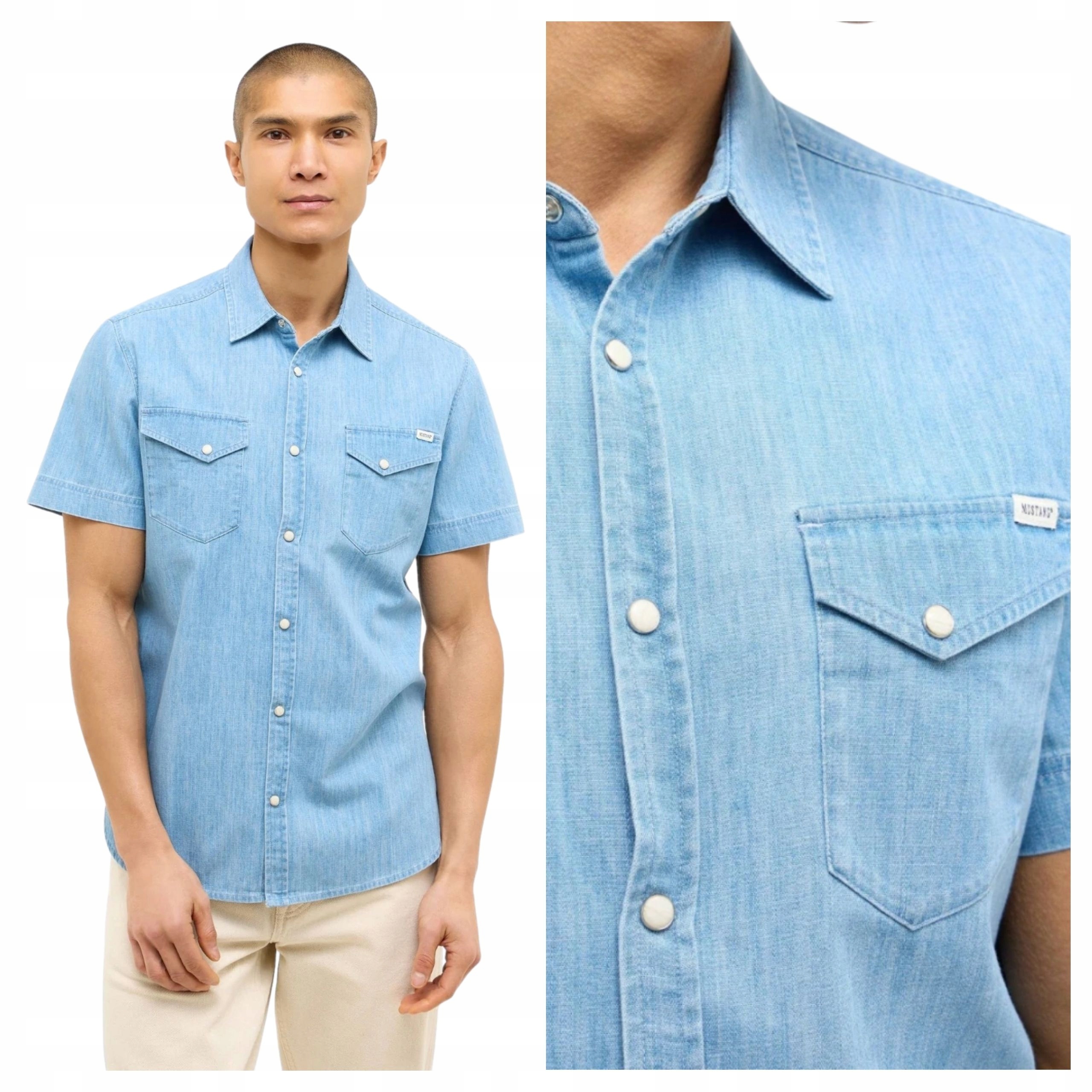 Pánská košile Mustang Eloy Denim Blue Modrá Džínová M