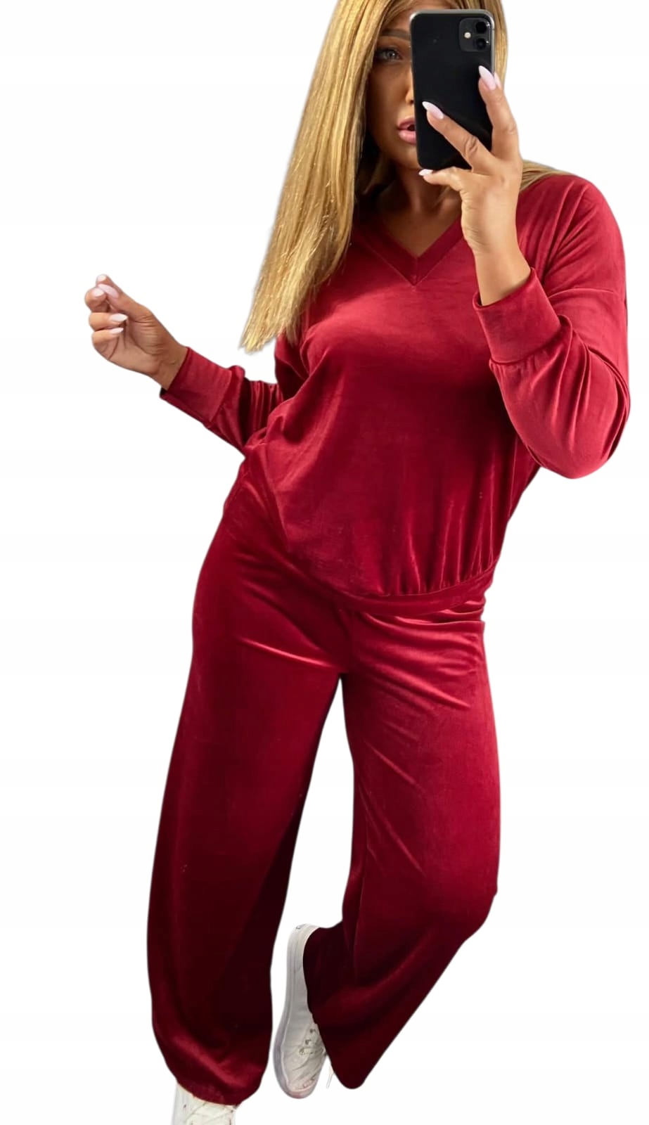 Z934 Teplákovka Velurový Hladký Vínový vel. 48 (4XL)