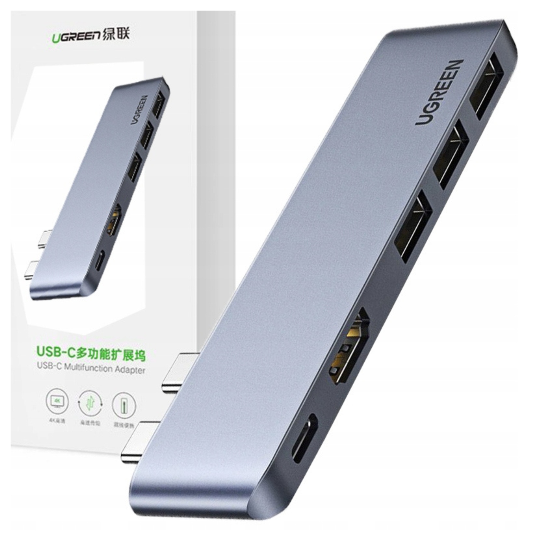 Adaptér Hub Ugreen CM251, 2xUSB_C na 3x Usb 3.0, Hdmi,