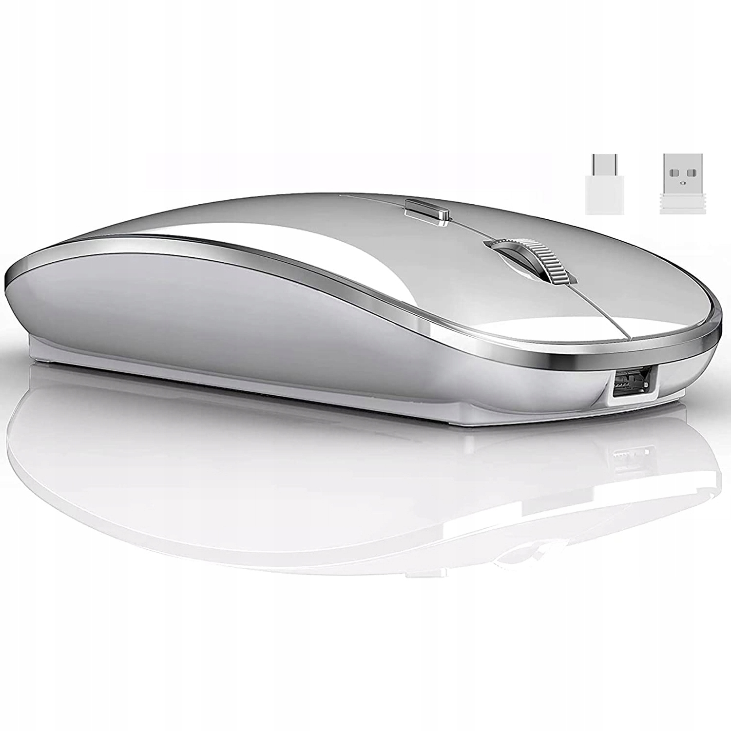 

Bezprzewodowa Mysz 2.4G Usb Srebro+adapter Typu C