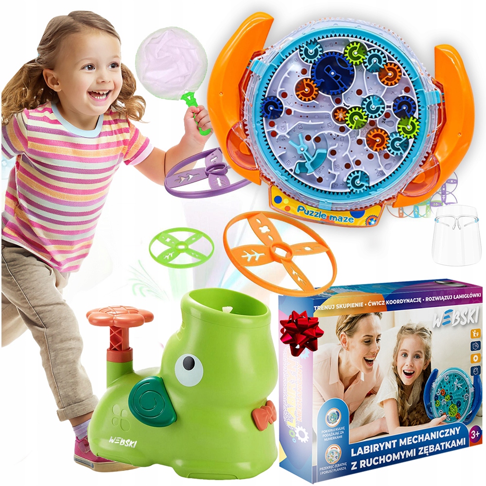 ZABAWKA ZRĘCZNOŚCIOWA WYRZUTNIA LATAJĄCYCH DYSKÓW + LOGICZNA GRA UMYSŁOWA