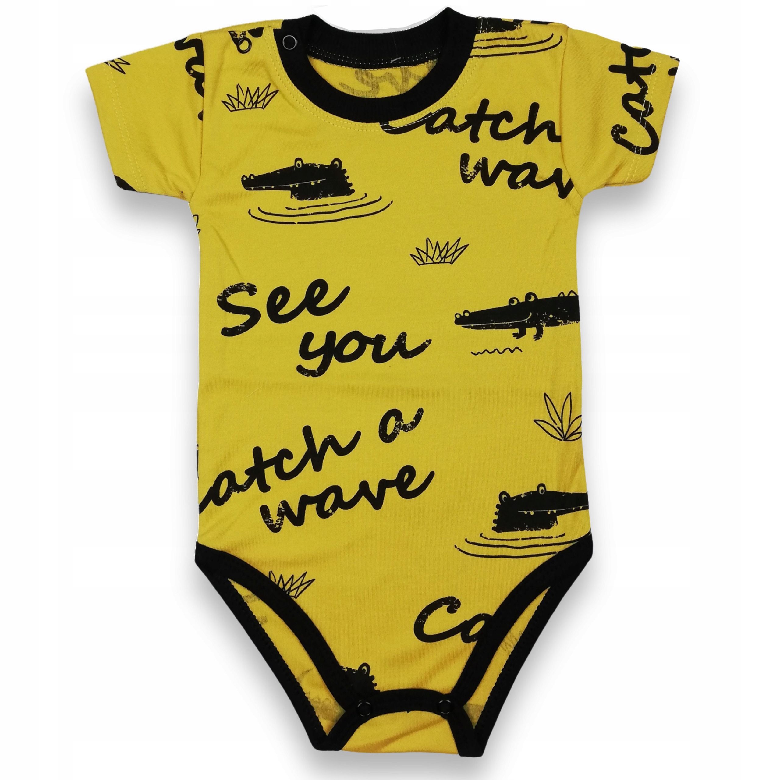 

Body Krótki Rękaw krokodyl 74 musztardowe Mrofi