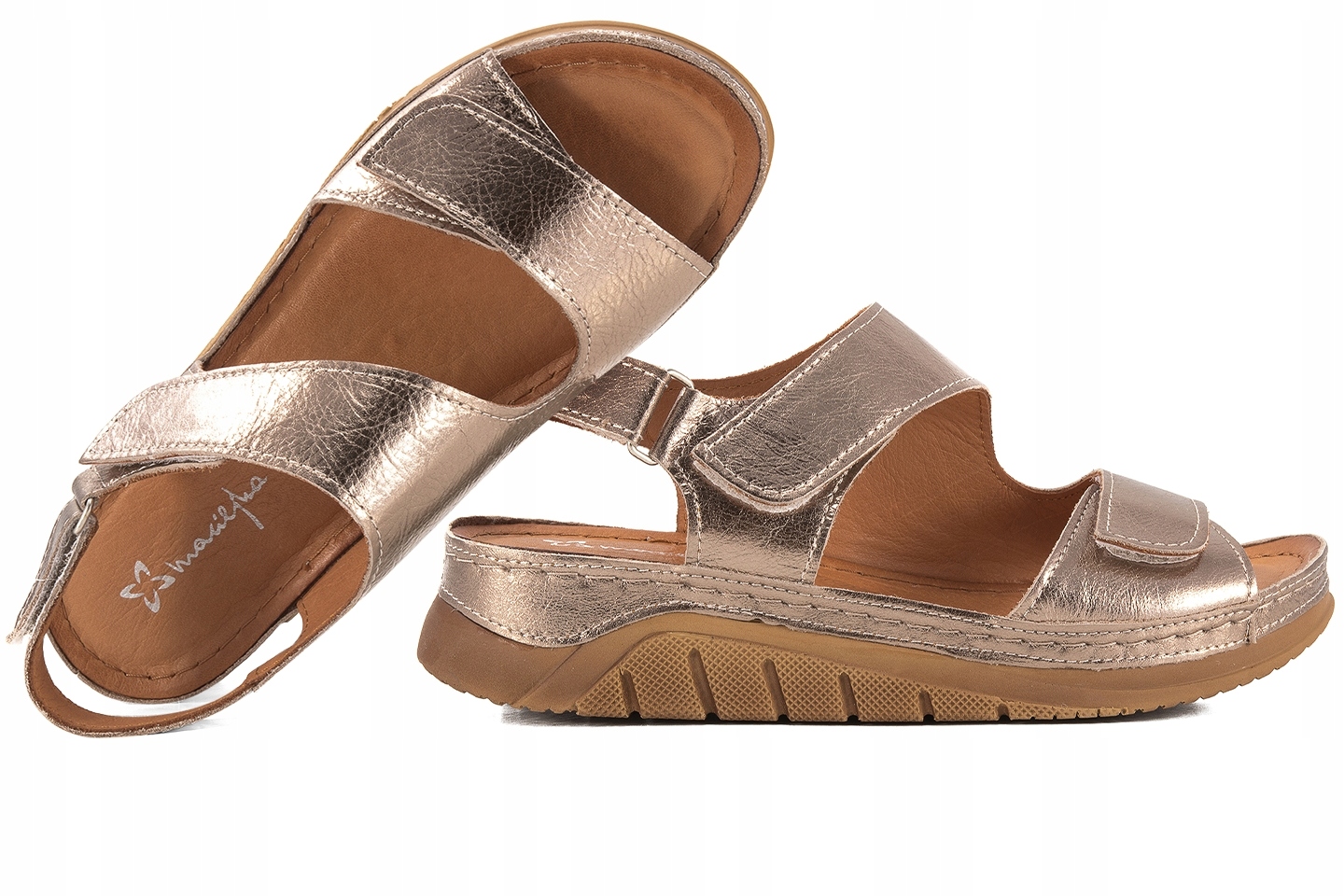 Maciejka L4495-25 Dámské Sandály Komfort Koturn Pu staré zlato Zlatá 39