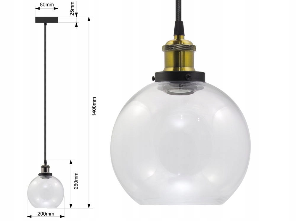 LAMPA SUFITOWA SZKLANA VASO OX ŻYRADNOL LED LOFT A Długość/wysokość 140 cm