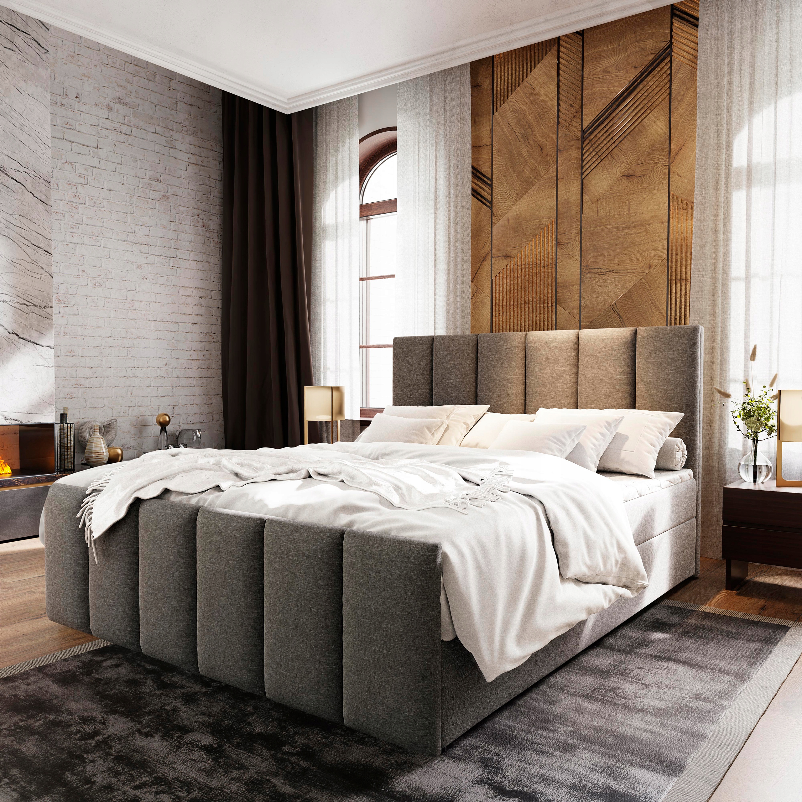 

Łóżko kontynentalne Lago 160 materac Tapicerowane