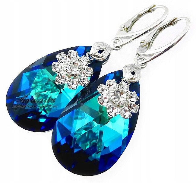Krystaly Náušnice Blue Flower Stříbro Arande