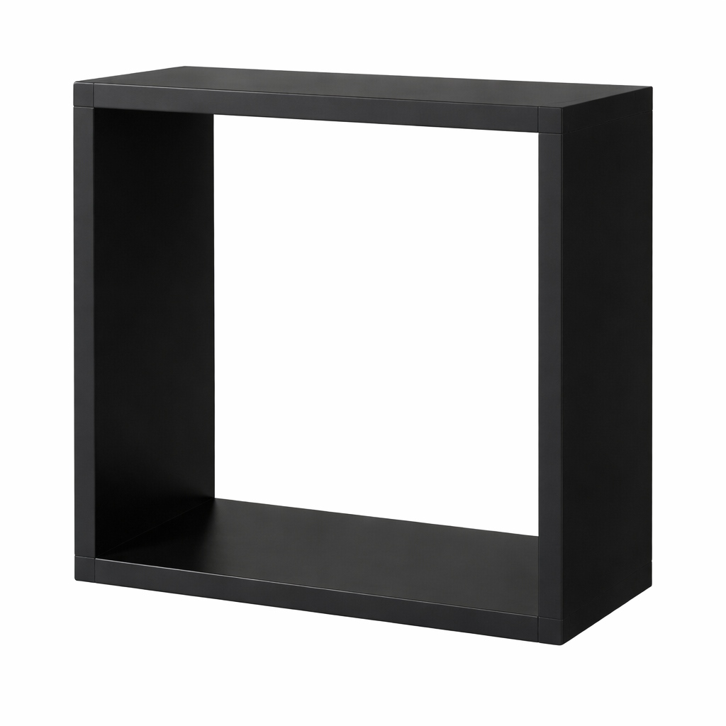 Čtvercová police 40x40x20 černá matná závěsná na stěnu