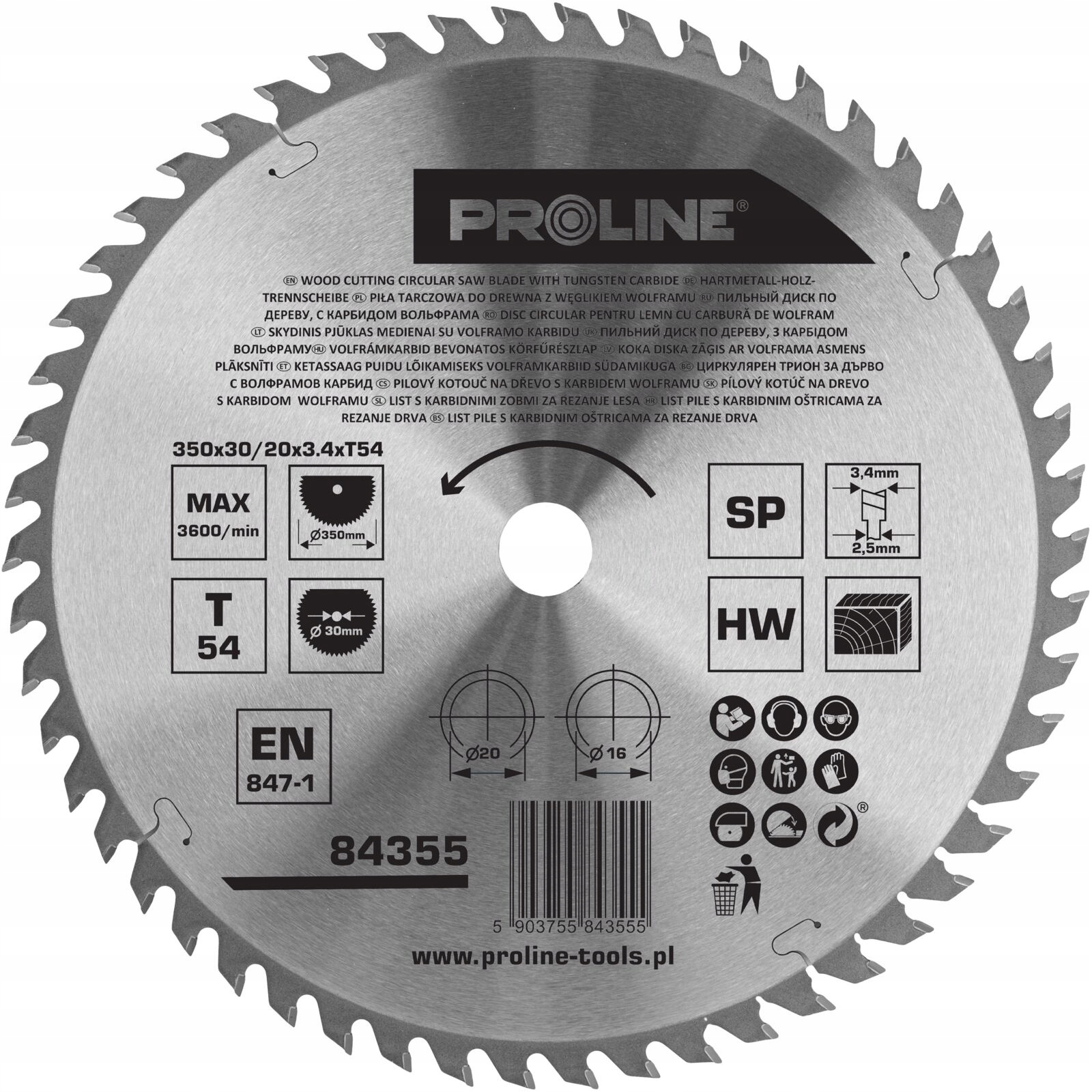Kotoučová Pila Na Dřevo 350*54T*30 MM Proline