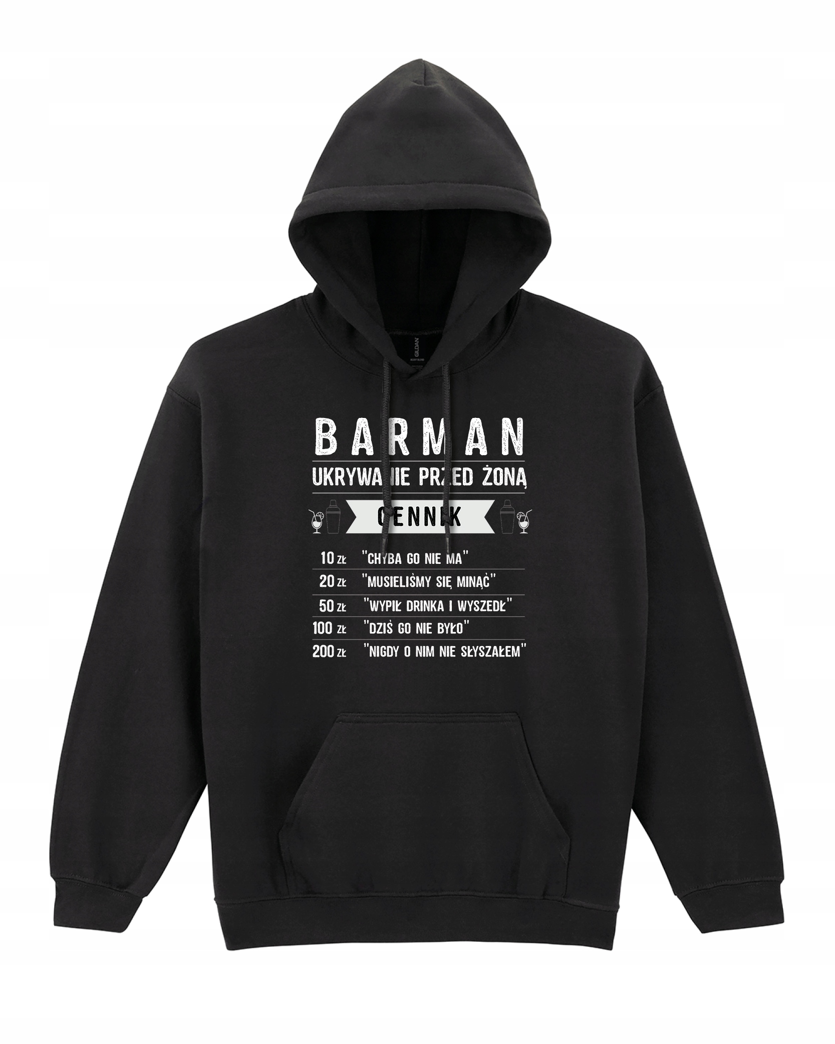 Mikina pro barmana Skrývání před manželkou Směšná pro manžela Černá M