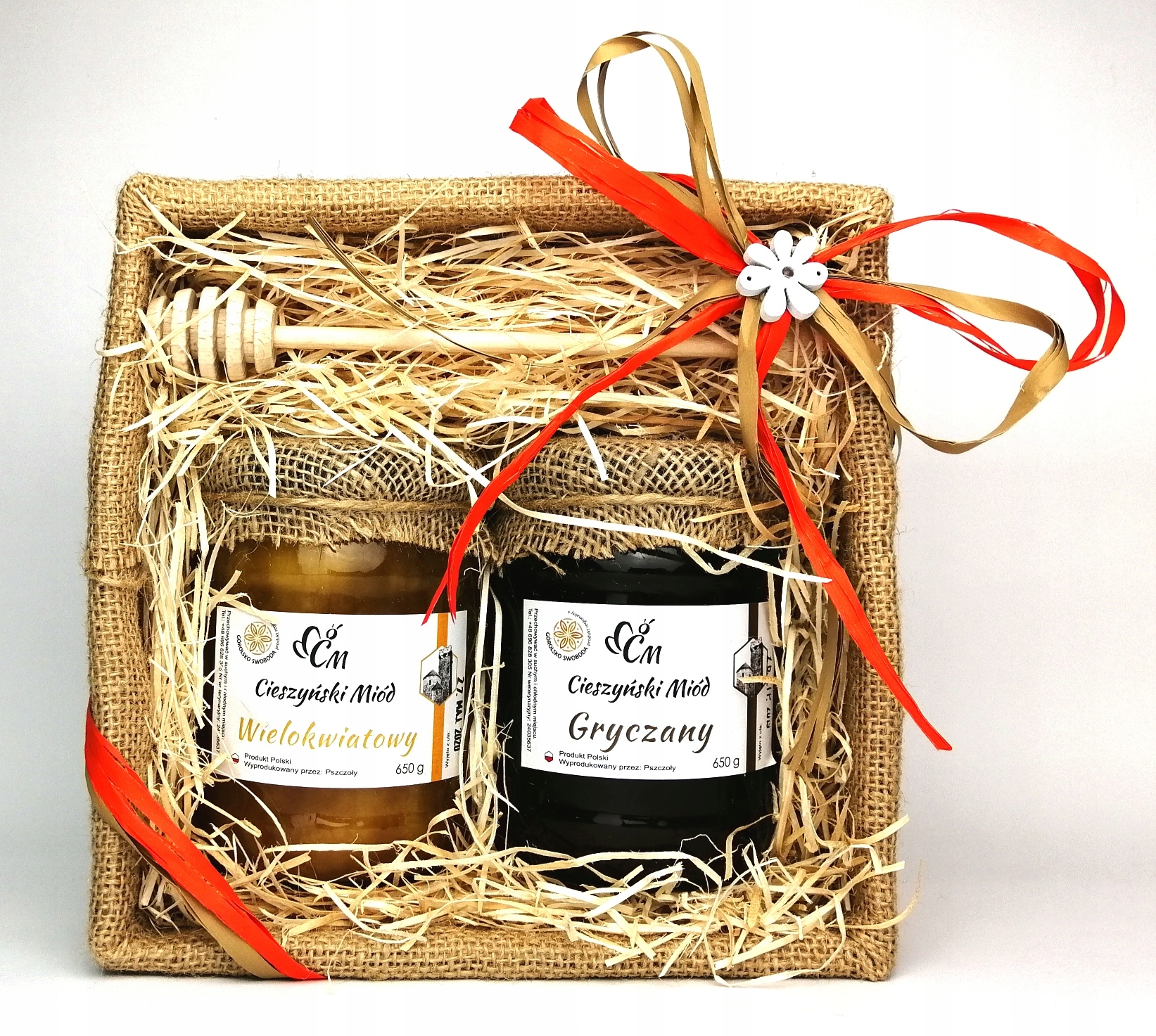 Levně Den učitelů – dárek koš, sada medů 2x650