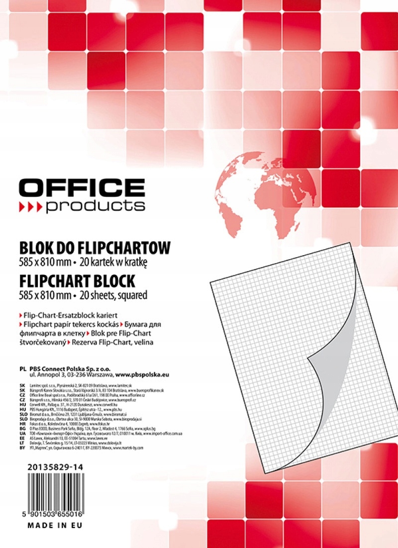 Blok do flipchartów OFFICE PRODUCTS, kratka, 58,5x