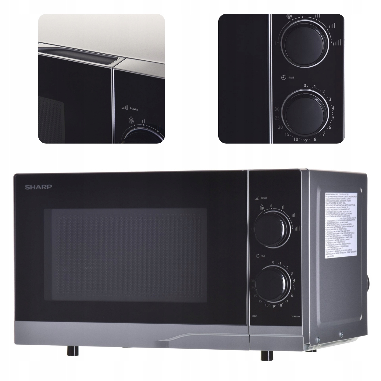 Kuchenka mikrofalowa wolnostojąca Sharp YC-PS201AE-S srebrna 700W 20L