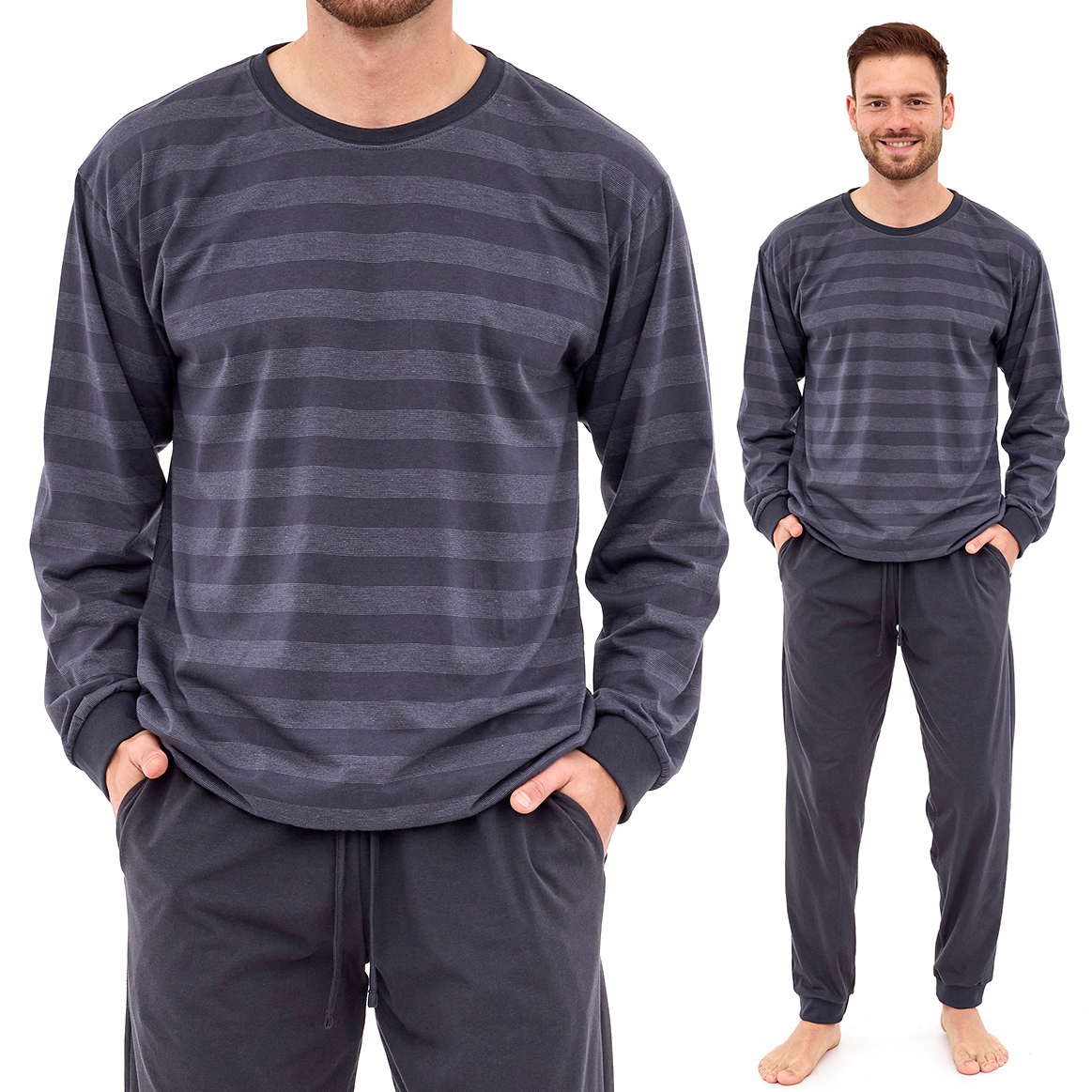 Pánské bavlněné pruhované pyžamo s dlouhým rukávem Cornette Loose 117/280 XL