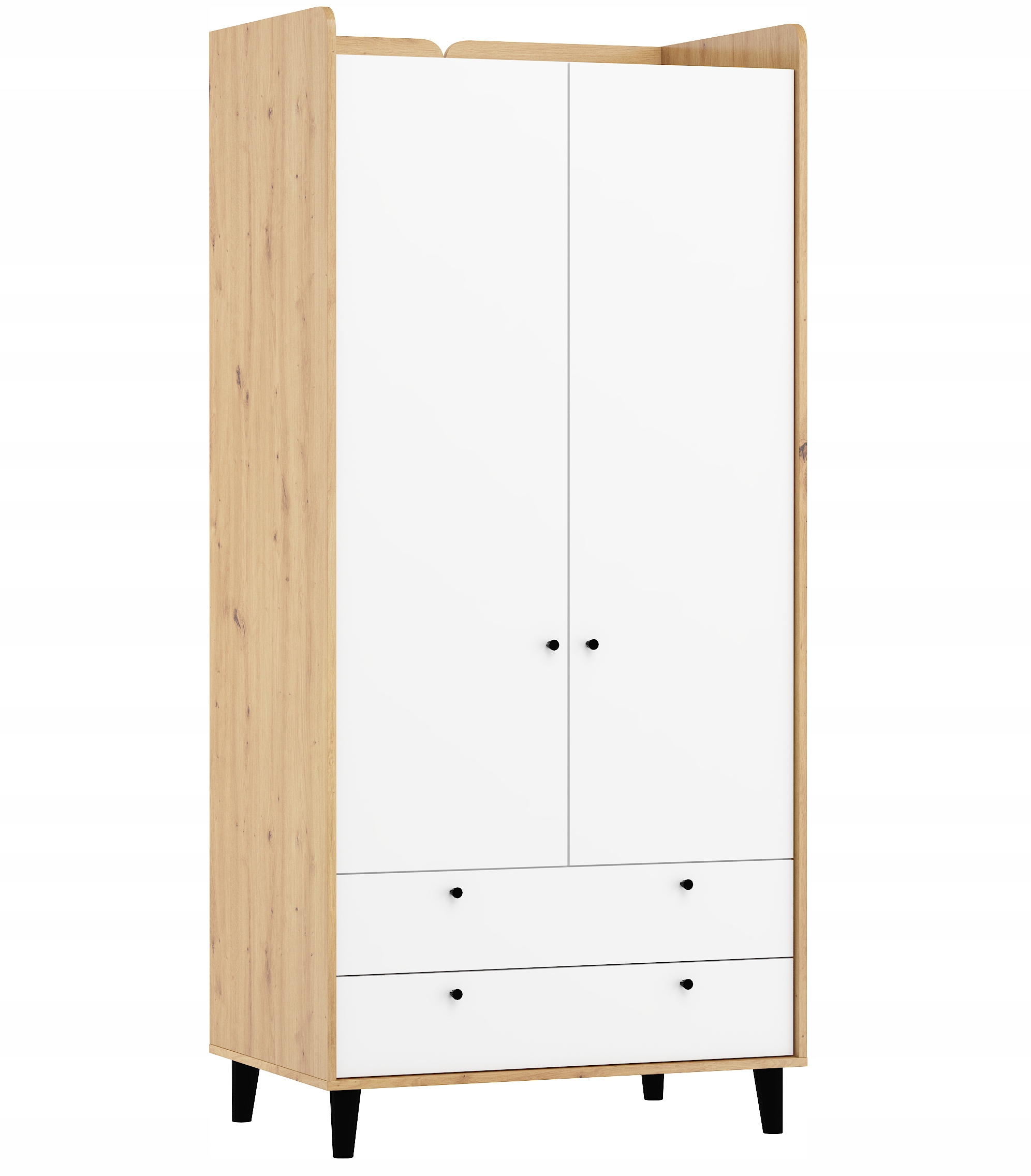 Skříň Dolce DOL-20 2D2S artisan bílá, polovina 90 cm