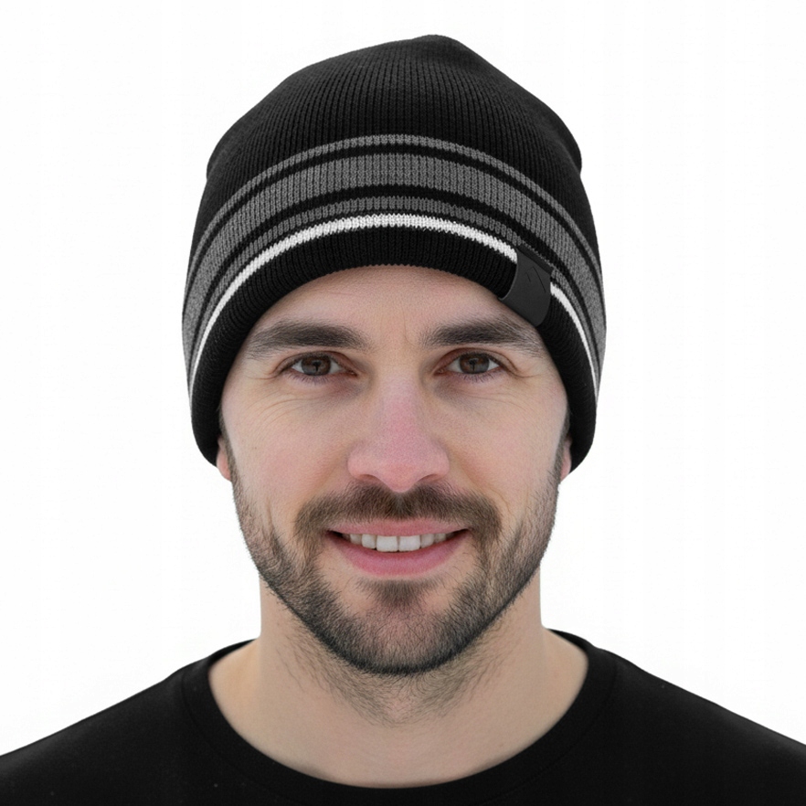 Čepice Pánská Moraj Módní Ležérní s pruhy Teplá Podzimní Zimní Černá