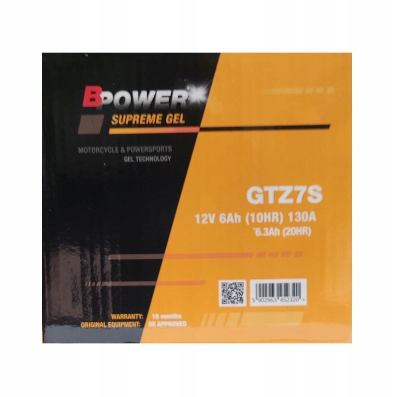 Akumulator BPower GTZ7S 6Ah 130A żelowy zamiennik YTZ7S new