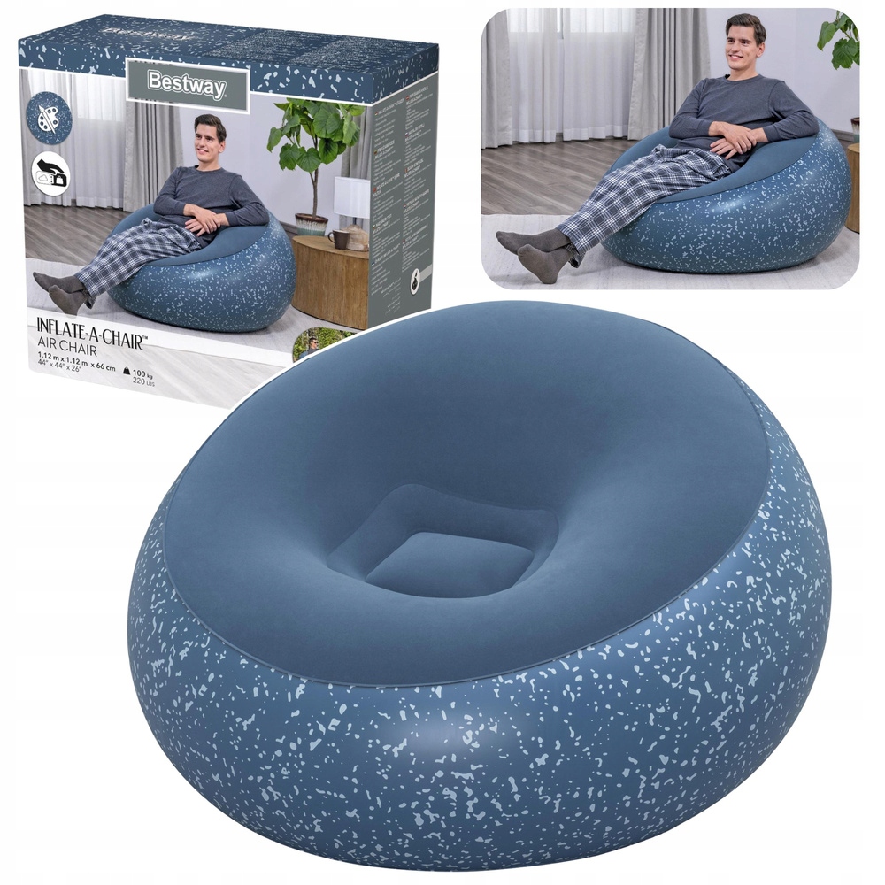 Fotel Dmuchany Siedzisko Niebieski Inflate A Chair Bestway 75154