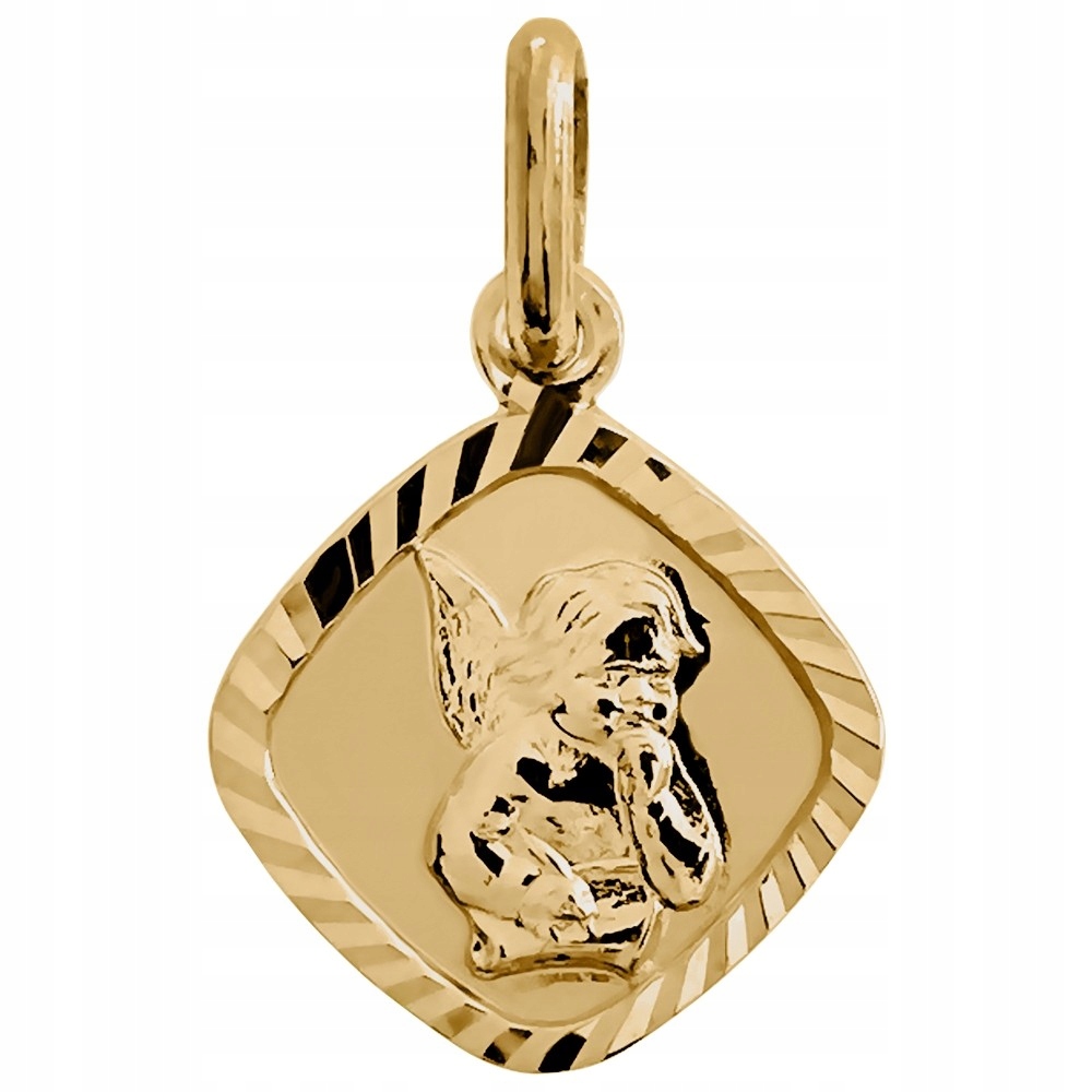 PIĘKNY ZŁOTY MEDALIK Z ANIOŁKIEM 585 ANIOŁ STRÓŻ