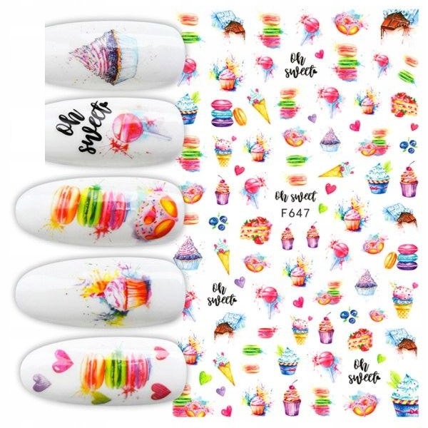 

F647 Naklejki Samoprzylepne Na Paznokcie Lato Lody