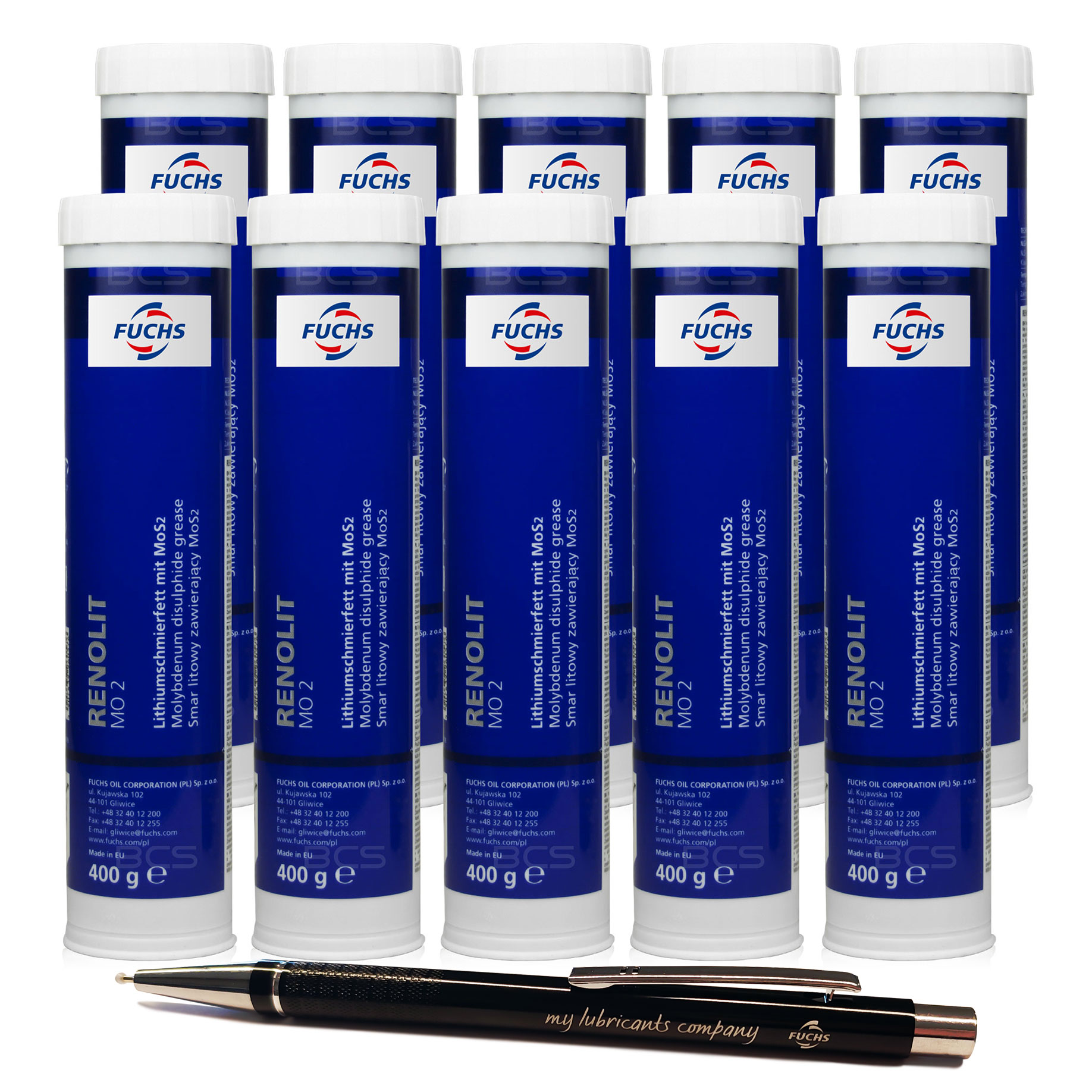 10 x FUCHS RENOLIT MO 2 - SMAR LITOWY - NLGI 2 - W TUBIE 400g