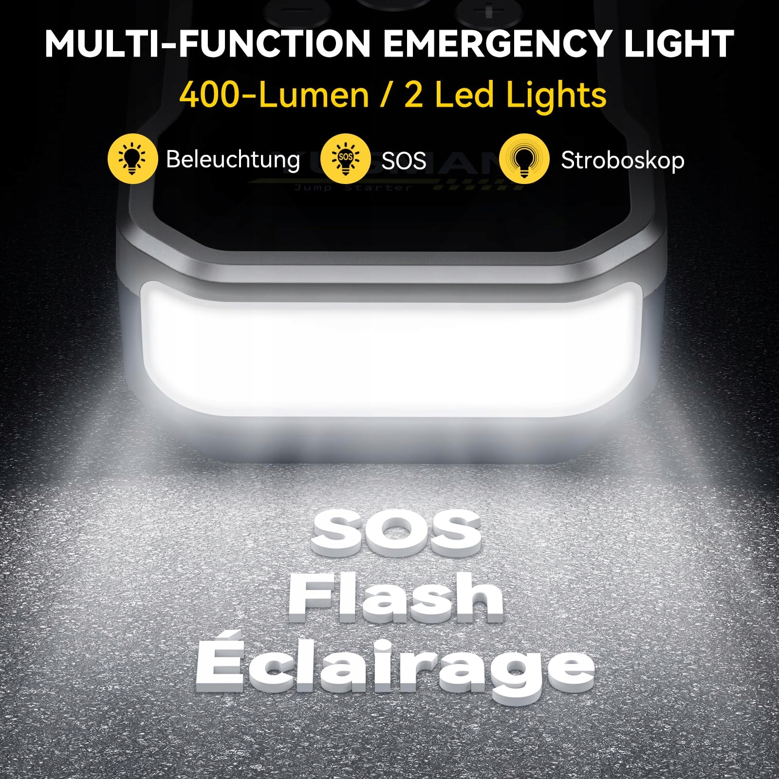 YUSMAN Powerbank Z Rozruchem I Kompresorem 6000A 150PSI Latarka LCD — miniatura 5