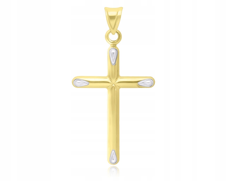 Zlatý křížek 585 velký s bílým zlatem přívěsek