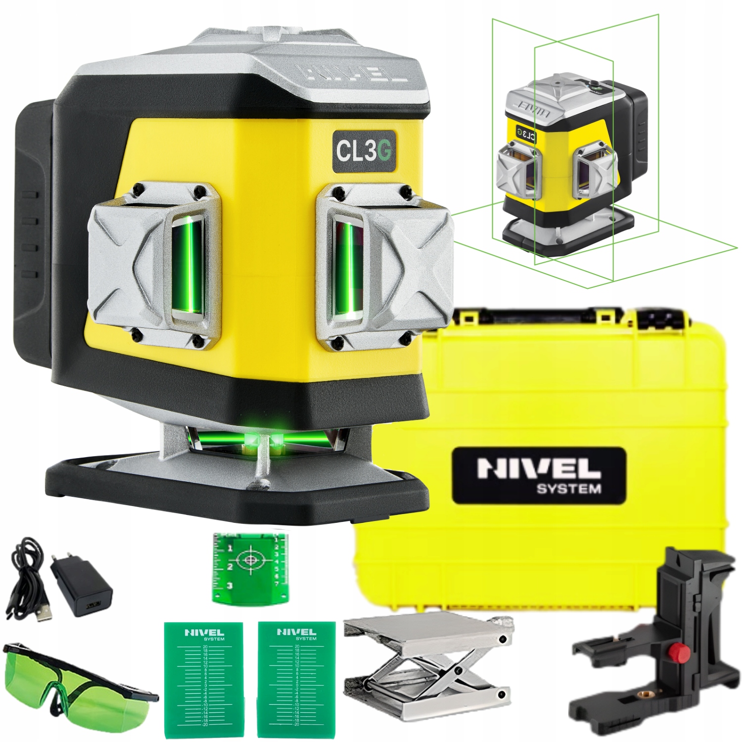 Laser krzyżowy zielony cl3g laser nivel poziomica laserowa laser 360