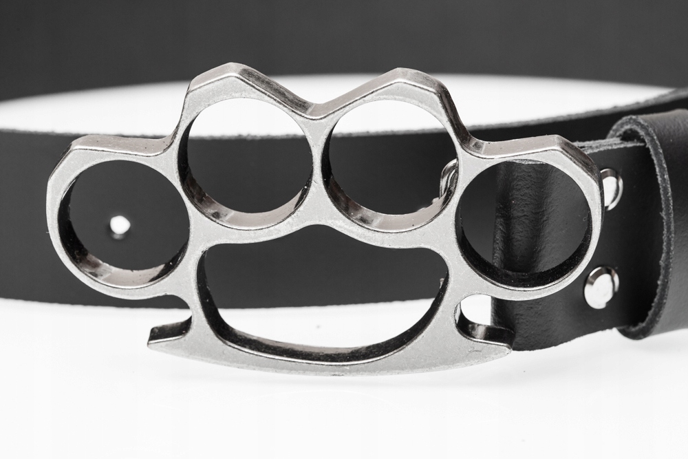 PASEK SKÓRZANY KLAMRA KASTET 115 CM