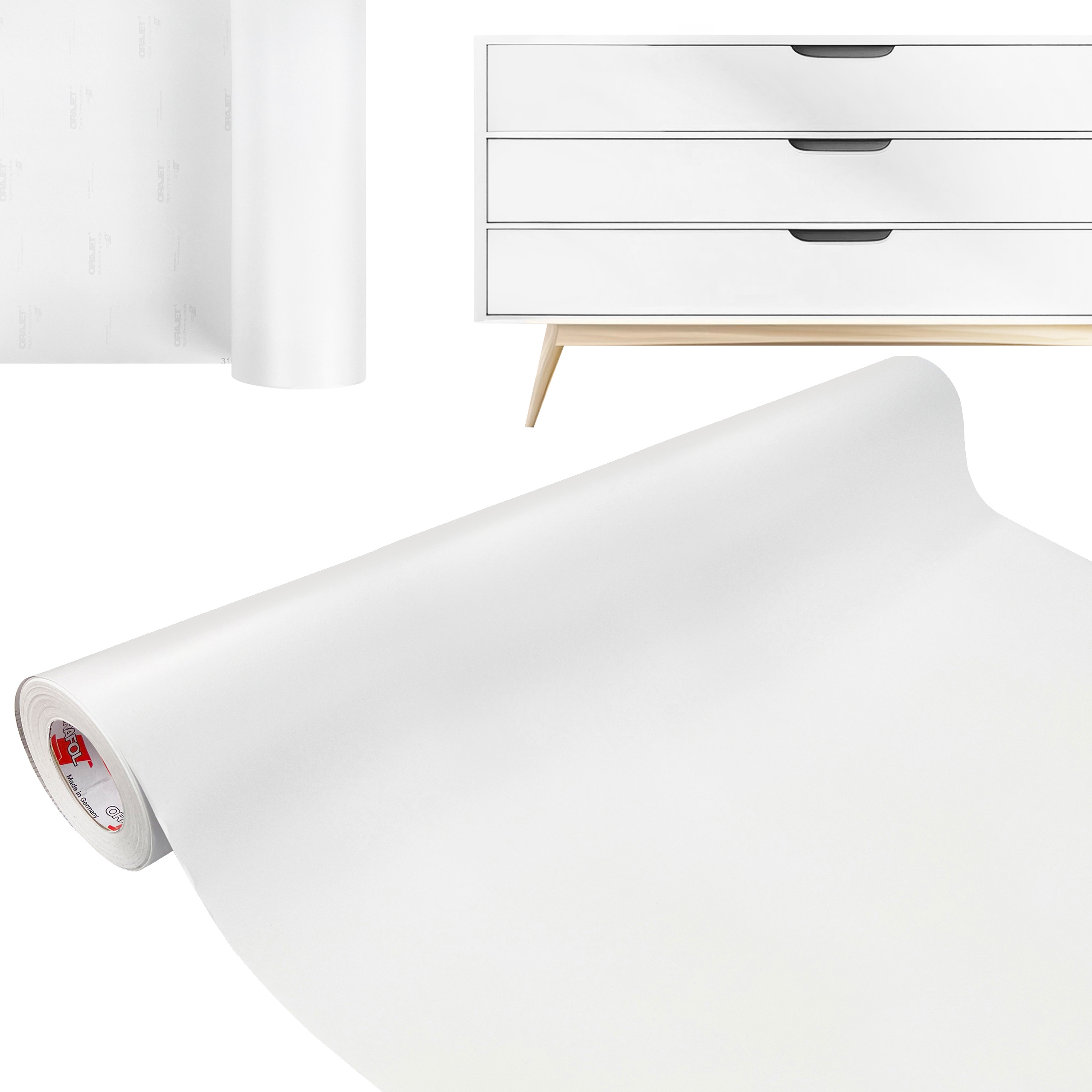 Lepicí dýha Oblepovací nábytek Dveře Pracovní deska Délka 6 m Fólie Pvc Barva Bílá Matná