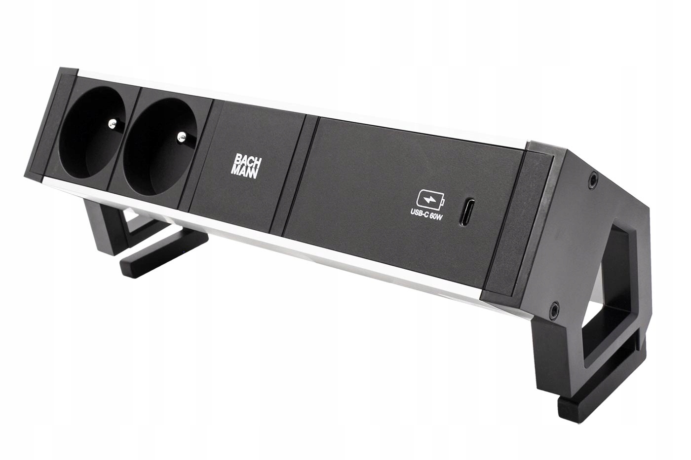 Bachmann Desk 2, 2x zásuvka Cz, zdroj 60W(USB C), černý/stříbrný(937.321)