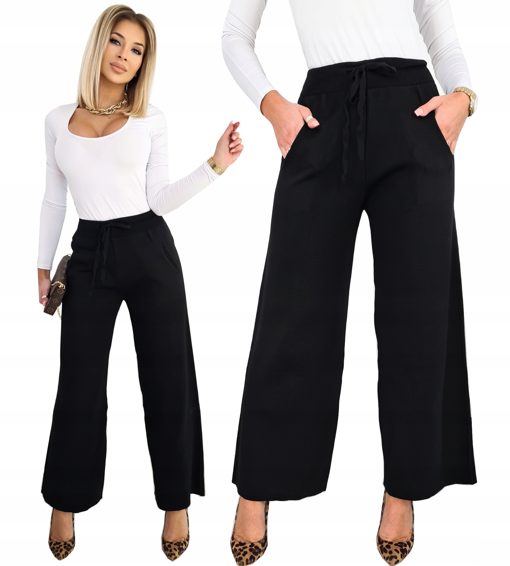 

Kobiece Spodnie Dzianinowe Szerokie Luźne Wygodne