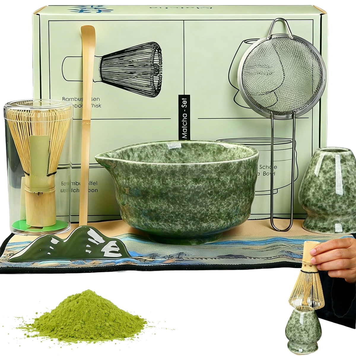 Levně 7KS Ruční Čajová Sada Matcha Startovací Sada Pro Mleté Matchy