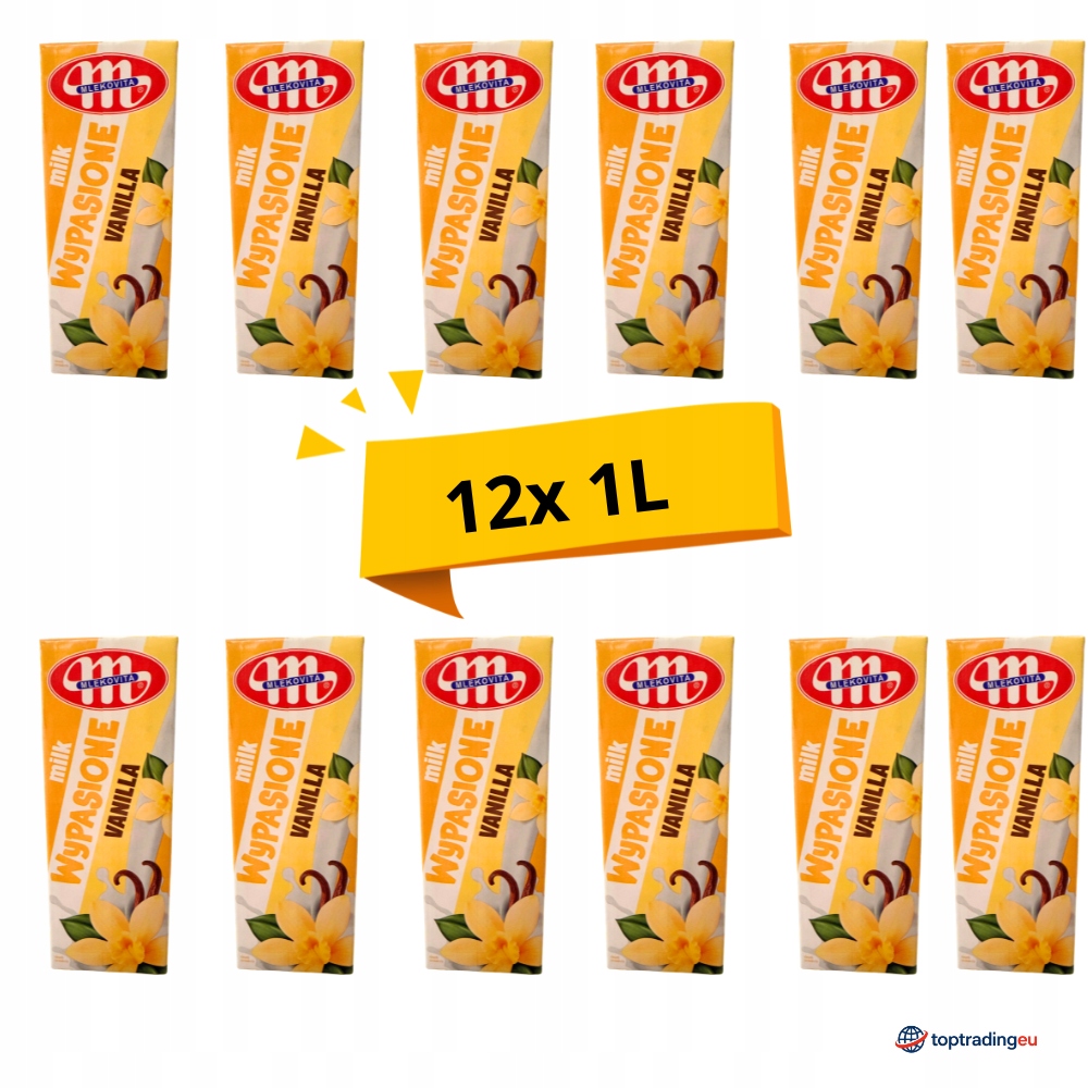 Levně Mlekovita Vypasované vanilkové 12×1L – karton ochuceného mléka