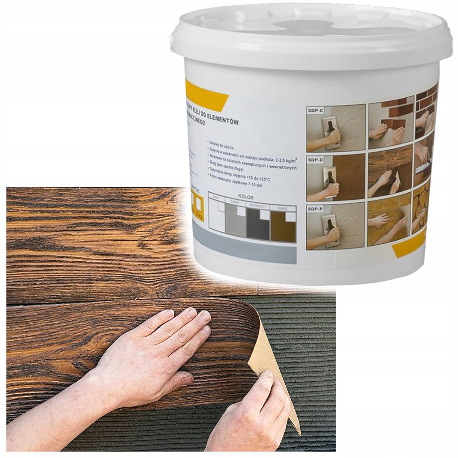 Pružné akrylové lepidlo na lamely a fasádní desky Grafit Připraveno pro 7 kg