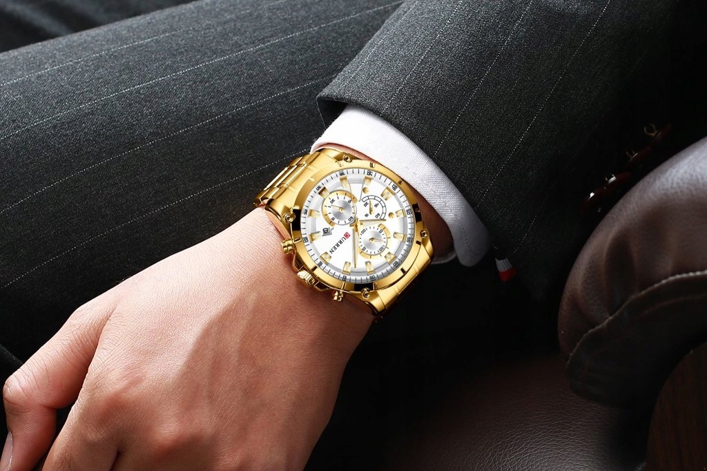 ZEGAREK MĘSKI CURREN 8360 ZŁOTY CHRONOGRAF STALOWY Model 8360 CHRONOGRAF