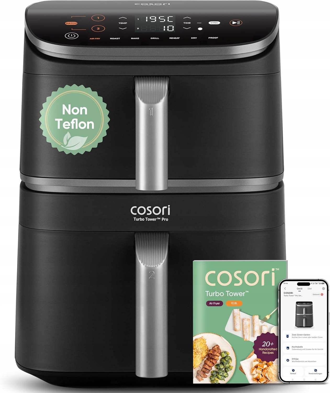 Cosori Turbo Tower Pro Smart Airfryer Fritéza 10.8 l DualBlaze s Wi-Fi