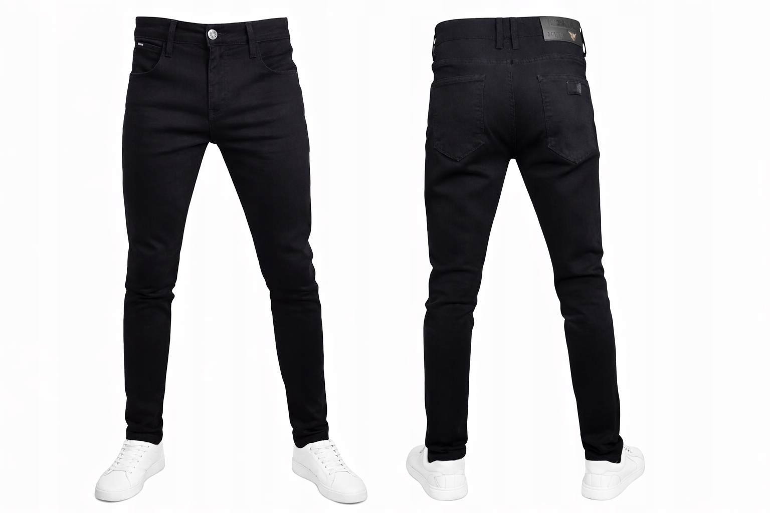 Czarne spodnie jeansowe męskie – slim fit – nowoczesny styl r.34