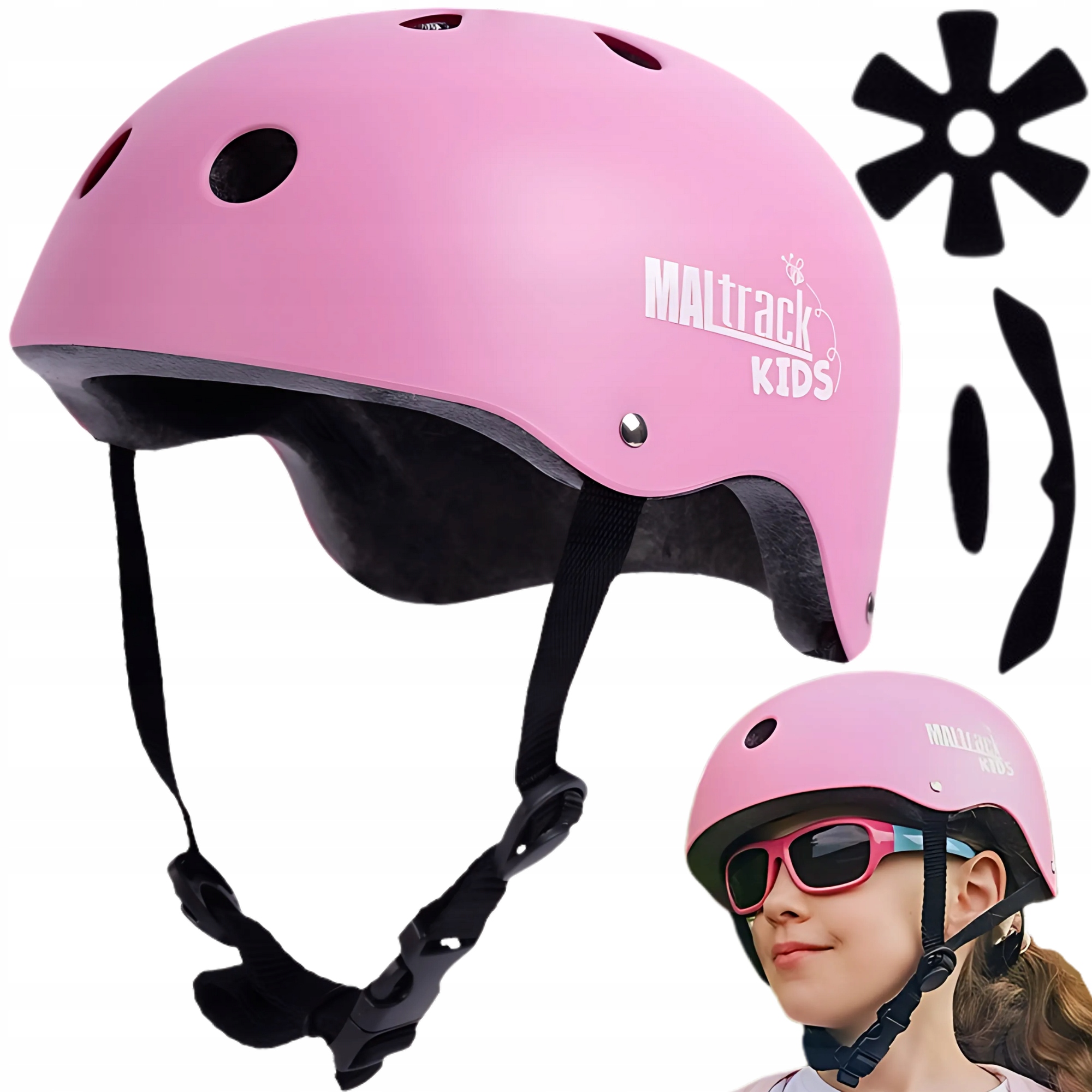KASK ROWEROWY DZIECIĘCY REGULOWANY DLA DZIECKA NA HULAJNOGĘ 48-54CM WKŁADKA