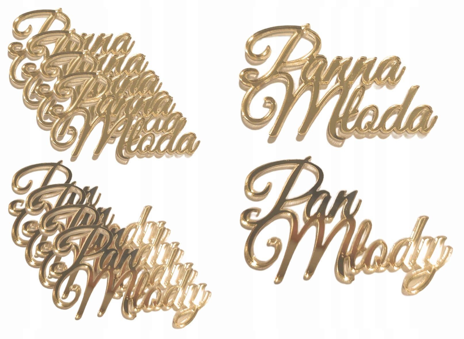 

Lustrzane napisy Panna Młoda Pan Młody 5 szt