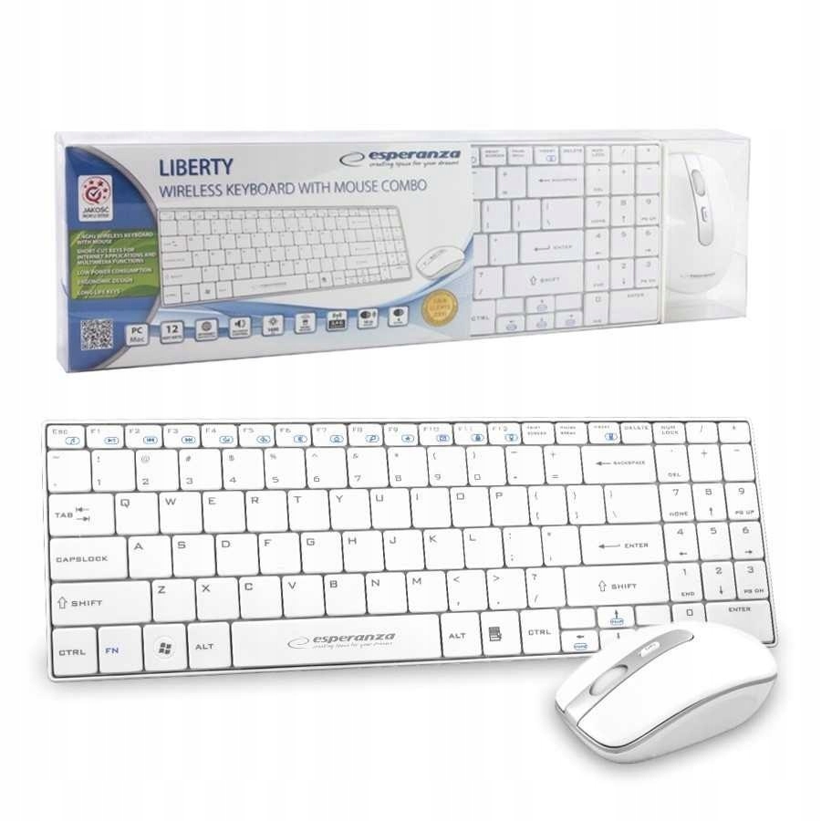 Zestaw klawiatura mysz Esperanza EK122W (usb 2.0 kolor biały laserowa)