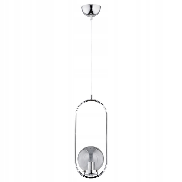 Elegantní stříbrný lustr Oval Chrom, kulatá lampa v rámu do ložnice