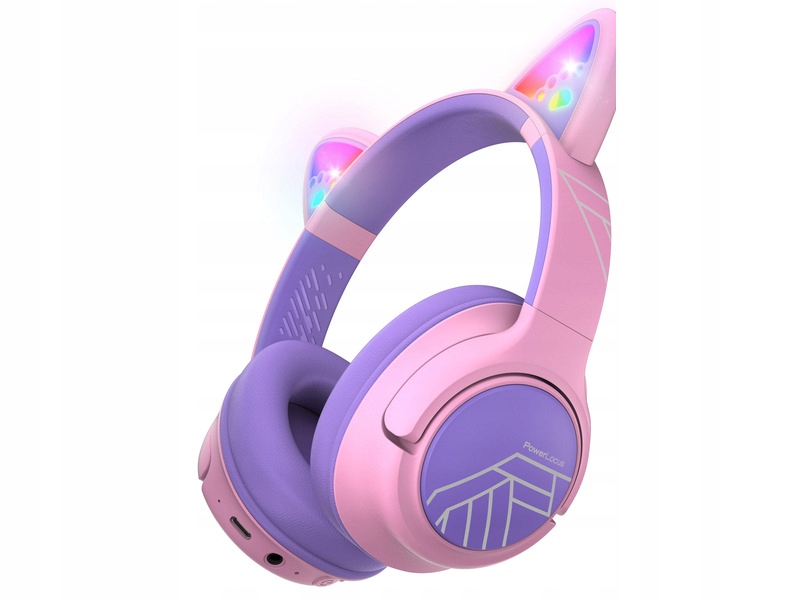 Słuchawki nauszne Powerlocus Bobo Kocie Uszy Fioletowo-różowy